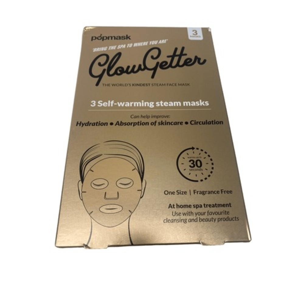 Popmask GlowGetter Self-warming‎ Steam Face Treatment 3pk New